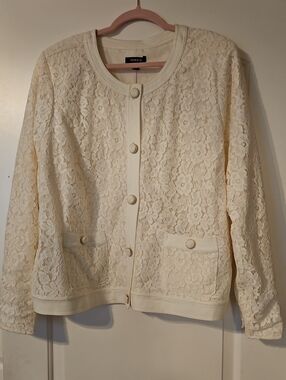 torrid Cream Floral Lace Button Jacket